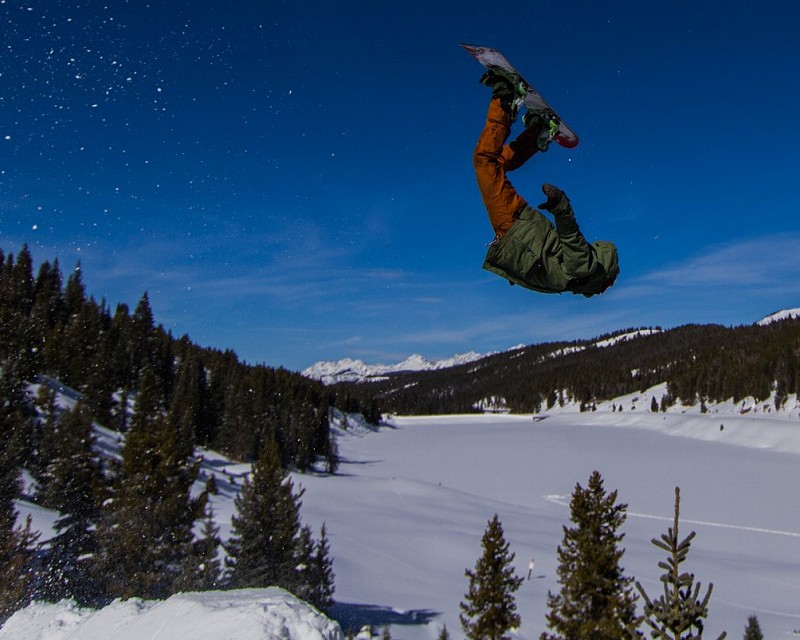 Snowboarding at Vail Pass