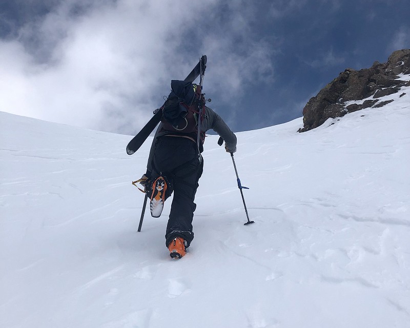 Climbing Mt. Powell with skis