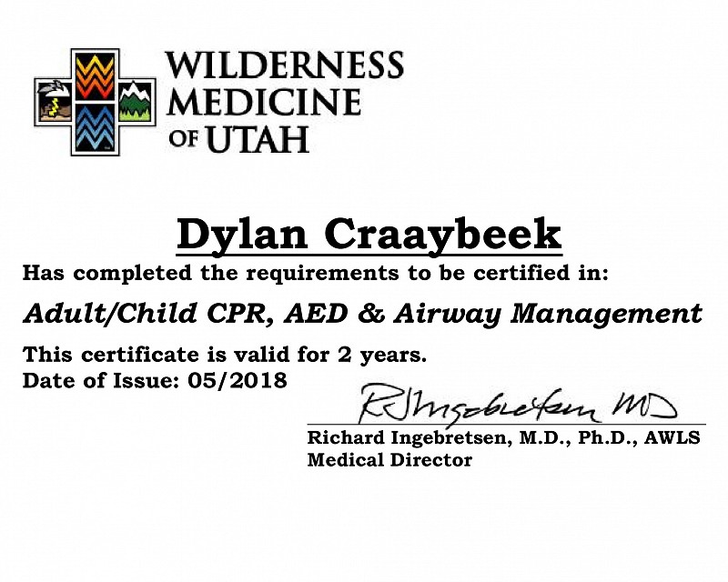 CPR Certificate, 2018