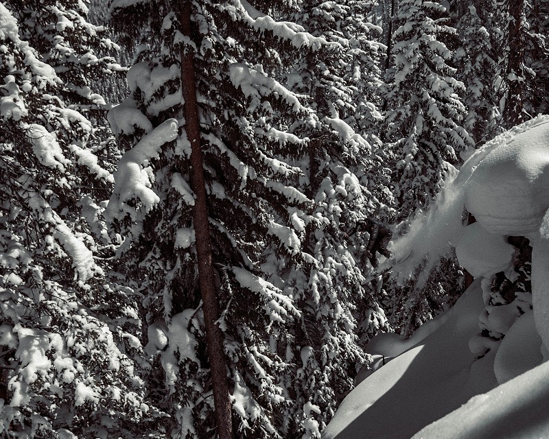 Snowboarding cliff drops in the Vail 