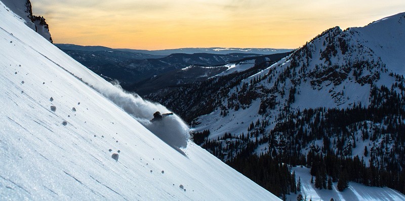 Snowboarding in the Gore Range